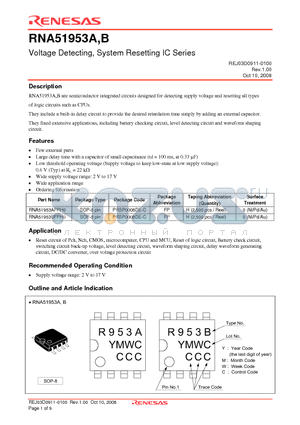 RNA51953B datasheet - Voltage Detecting, System Resetting IC Series
