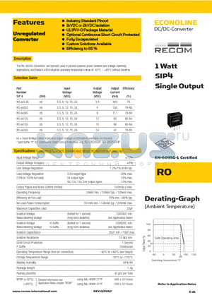 RO_10 datasheet - 1 Watt SIP4 Single Output