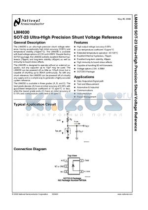 LM4030AMF-2.5 datasheet - Ultra-High Precision Shunt Voltage Reference