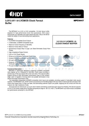 MPC9447 datasheet - 3.3V/2.5V 1:9 LVCMOS Clock Fanout Buffer