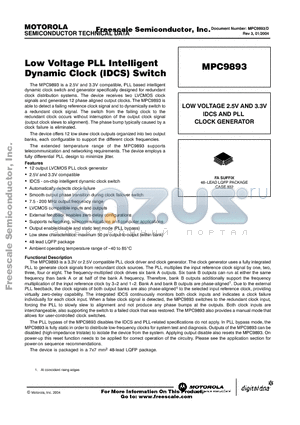 MPC9893 datasheet - Low Voltage PLL Intelligent Dynamic Clock (IDCS) Switch