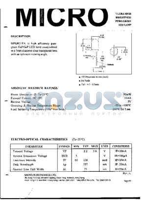 MPGB51TA datasheet - ULTRA HIGH BRIGHTNESS PURE-GREEN LED LAMP