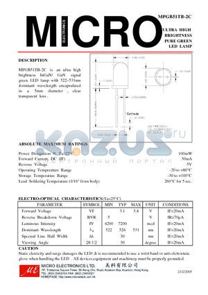 MPGB51TB-2C datasheet - LED LAMP