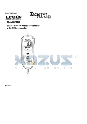 RPM10 datasheet - Laser Photo / Contact Tachometer with IR Thermometer