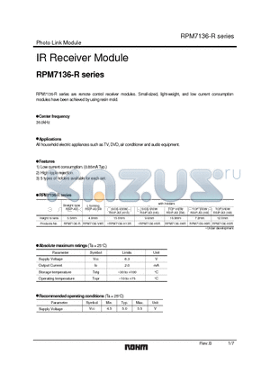 RPM7136-V4R datasheet - IR Receiver Module