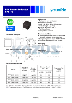 RPT129NP-561MC datasheet - Power Inductor
