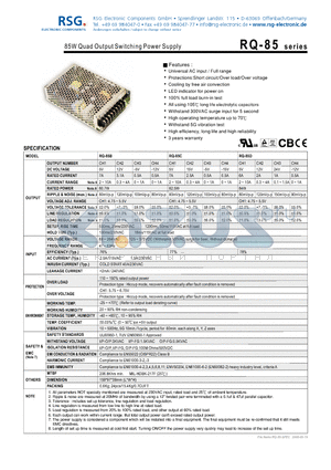 RQ-85D datasheet - 85W Quad Output Switching Power Supply