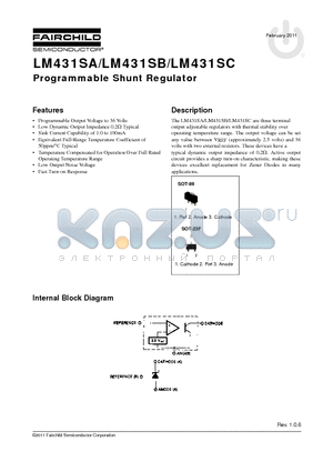 LM431SA datasheet - Programmable Shunt Regulator