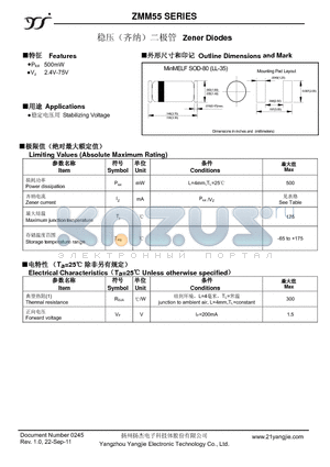 ZMM55C10 datasheet - Zener Diodes