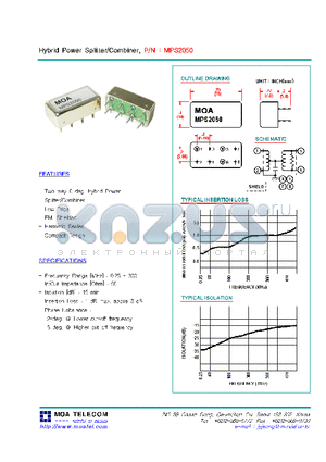 MPS2050 datasheet - Hybrid Power Splitter/Combiner