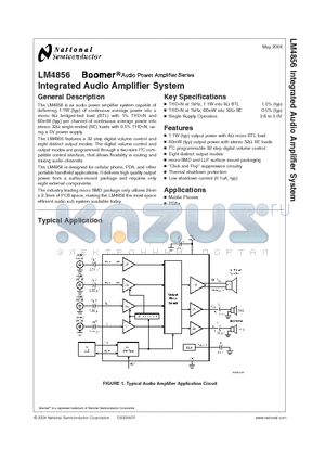 LM4856 datasheet - Integrated Audio Amplifier System
