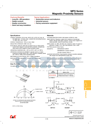 MPS9WGW datasheet - Magnetic Proximity Sensors