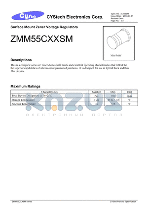 ZMM55C5V6 datasheet - Surface Mount Zener Voltage Regulators