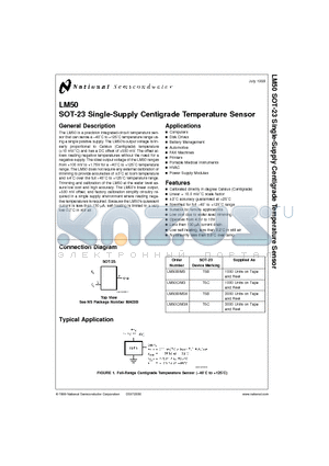 LM50CIM3X datasheet - SOT-23 Single-Supply Centigrade Temperature Sensor