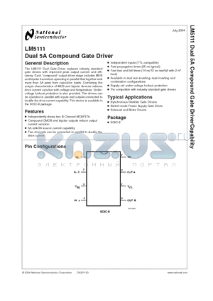 LM5111 datasheet - Dual 5A Compound Gate Driver