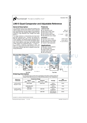 LM615AMJ/883 datasheet - LM615 Quad Comparator and Adjustable Reference