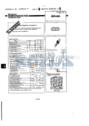 MPSU60 datasheet - PNP SILICON HIGH VOTAGE TRANSISTOR