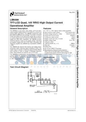 LM6588MA datasheet - TFT-LCD Quad, 16V RRIO High Output Current Operational Amplifier