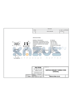 RSE-32.768-12.5-D datasheet - SURFACE MOUNT TUNING FORK CRYSTAL