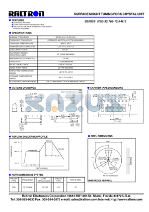 RSEH15 datasheet - SURFACE MOUNT TUNING FORK CRYSTAL UNIT