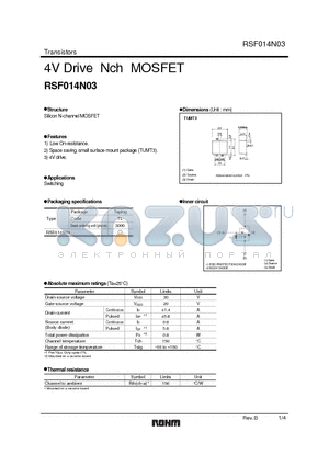 RSF014N03 datasheet - 4V Drive Nch MOSFET