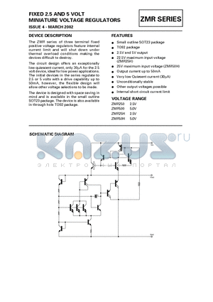 ZMR25H datasheet - FIXED 2.5 AND 5 VOLT MINIATURE VOLTAGE REGULATORS