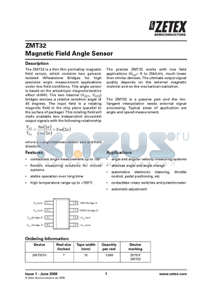 ZMT32 datasheet - Magnetic Field Angle Sensor