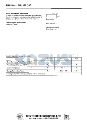 ZMU100 datasheet - SILICON PLANAR POWER ZENER DIODES