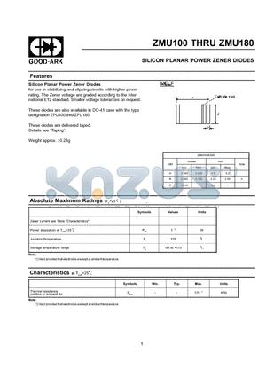 ZMU120 datasheet - SILICON PLANAR POWER ZENER DIODES
