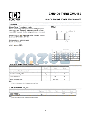 ZMU150 datasheet - SILICON PLANAR POWER ZENER DIODES