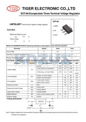 LM79L05F datasheet - SOT-89 Encapsulate Three Terminal Voltage Regulator
