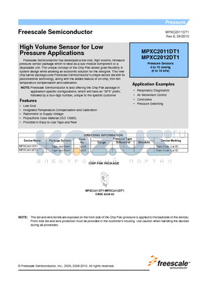 MPXC2011DT1_10 datasheet - High Volume Sensor for Low Pressure Applications