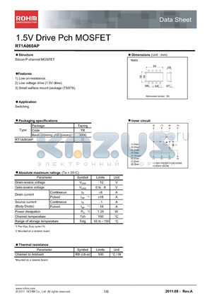 RT1A060AP datasheet - 1.5V Drive Pch MOSFET