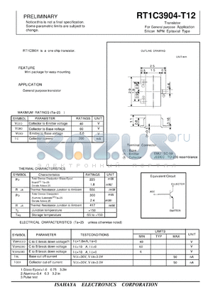 RT1C3904-T12 datasheet - Transistor