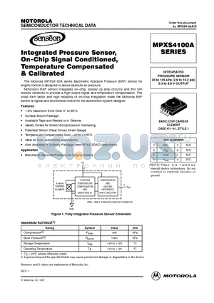 MPXS4100A6U datasheet - INTEGRATED PRESSURE SENSOR