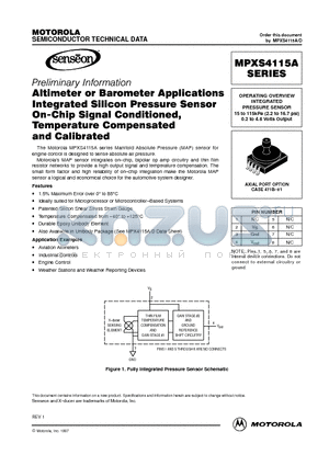 MPXS4115A datasheet - OPERATING OVERVIEW INTEGRATED PRESSURE SENSOR