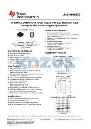 LMZ10505EXT datasheet - 5A SIMPLE SWITCHER^ Power Module with 5.5V Maximum Input Voltage for Military and Rugged Applications