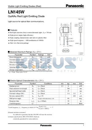 LN145 datasheet - GaAlAs Red Light Emitting Diode