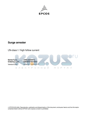 LN38-A800XHC datasheet - Surge arrester LN-class I / high follow current