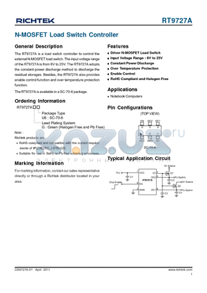 RT9727A datasheet - N-MOSFET Load Switch Controller