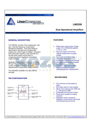 LND358 datasheet - Dual Operational Amplifiers