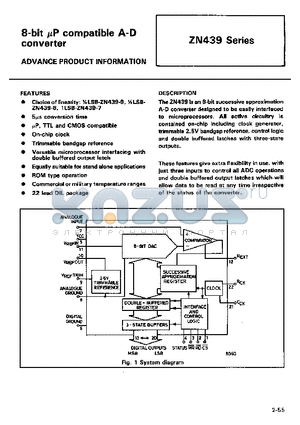 ZN439E-9 datasheet - 8-Bit Successive Approximation A-D Converter