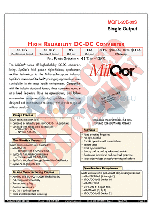 MQFL-28E-09S-Y-ES datasheet - HIGH RELIABILITY DC-DC CONVERTER