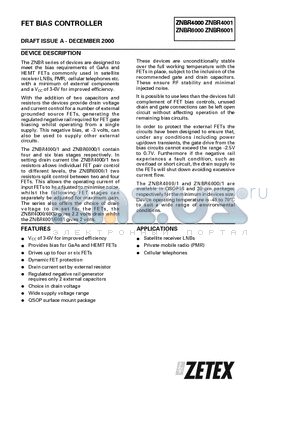 ZNBR4000 datasheet - FET BIAS CONTROLLER