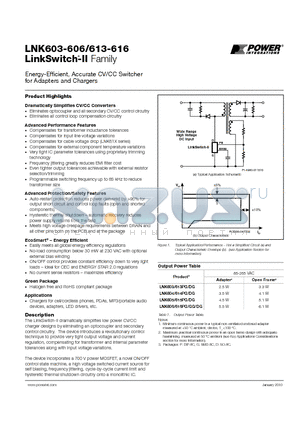 LNK603DG datasheet - Energy-Efficient, Accurate CV/CC Switcher for Adapters and Chargers