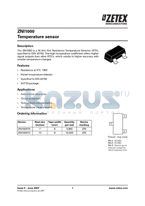 ZNI1000TA datasheet - Temperature sensor