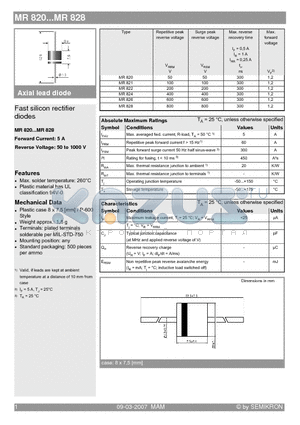 MR828 datasheet - Fast silicon rectifier diodes