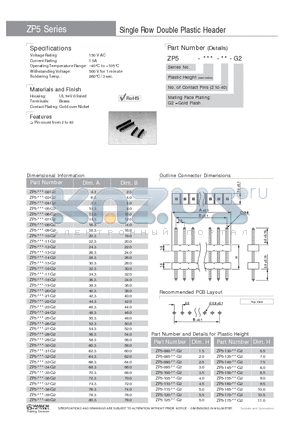 ZP5-110-32-G2 datasheet - Single Row Double Plastic Header