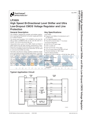 LP3929 datasheet - High Speed Bi-Directional Level Shifter and Ultra Low-Dropout CMOS Voltage Regulator and Line