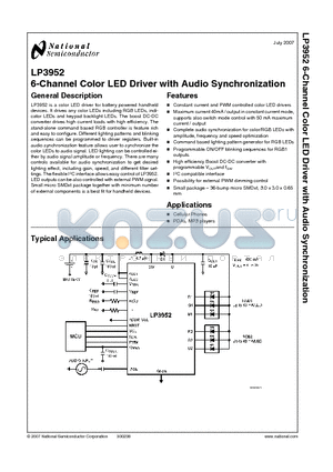 LP3952 datasheet - 6-Channel Color LED Driver with Audio Synchronization